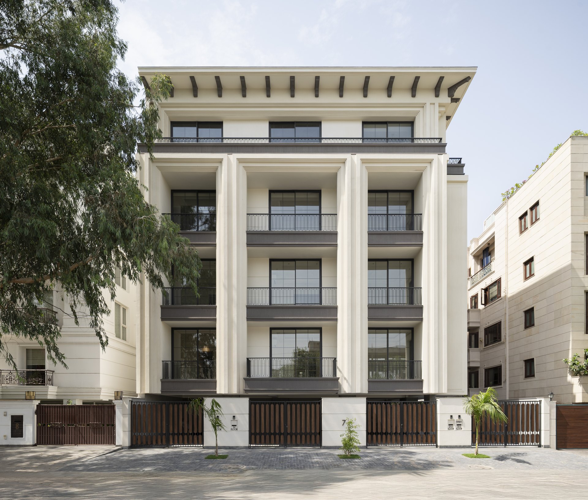 Completed residential exterior with a balanced architectural facade